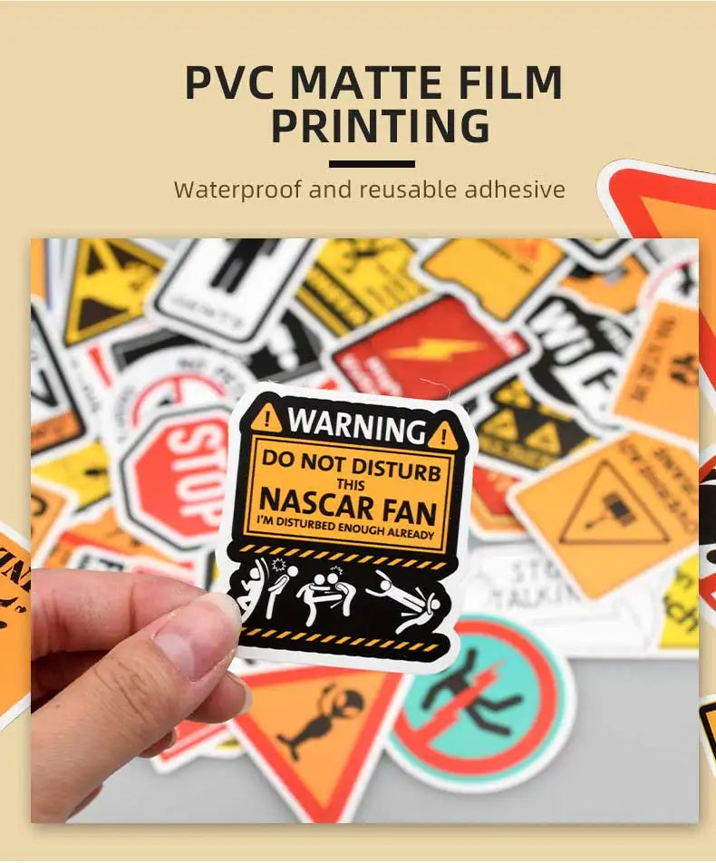 Sticker - 100pcs Cartoon Cool Warning Stickers